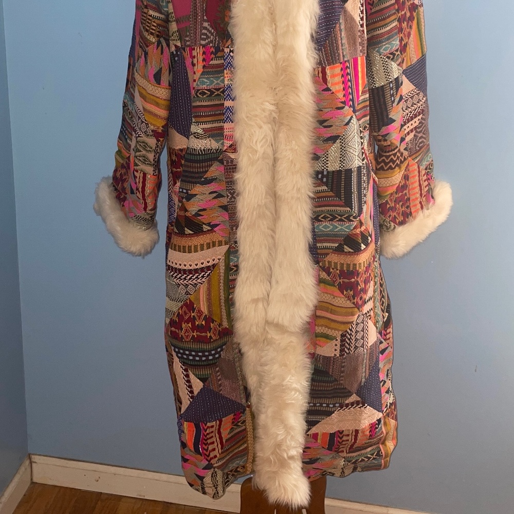 Nwot Free People Caravan Patchwork Dream Fur Trim… - image 8